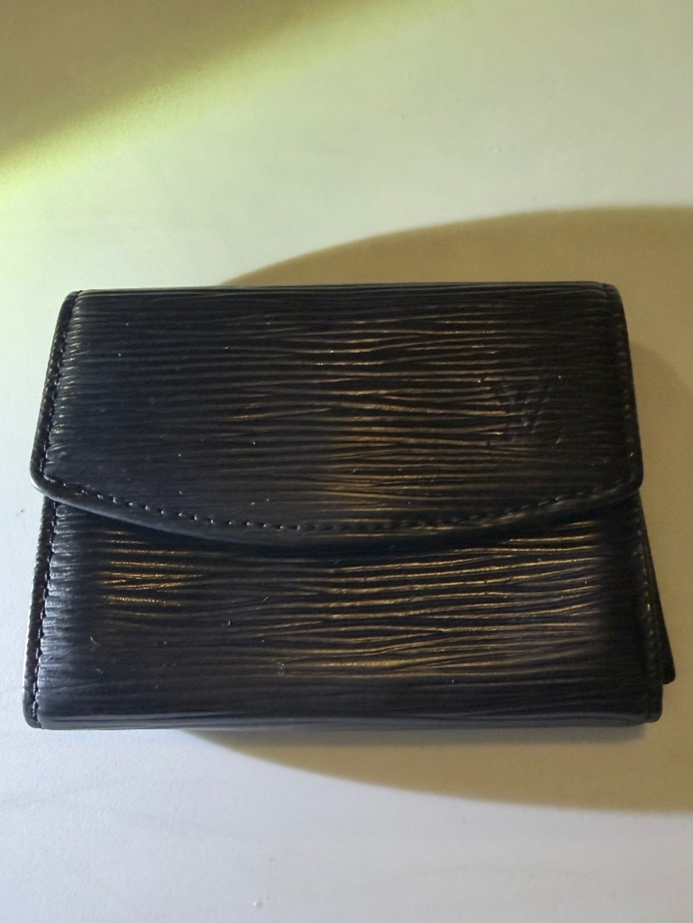 Louis Vuitton Black Epi Leather Compact Coin Purse Wallet Vintage